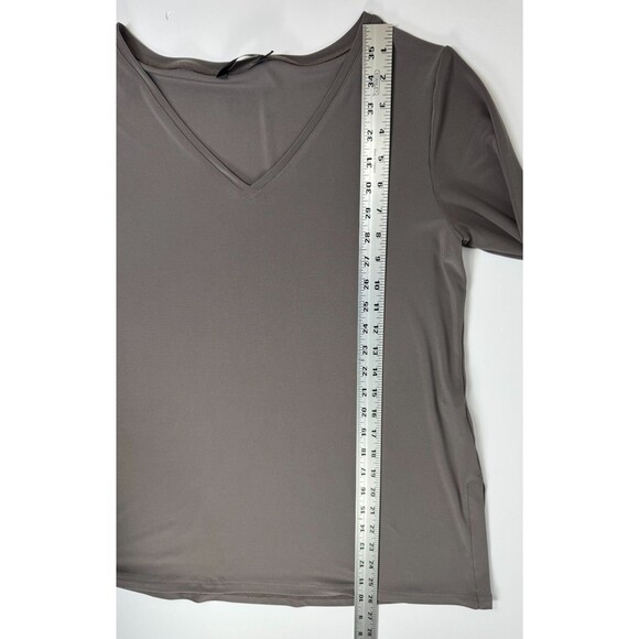 Sympli Womens Tunic Top Size 10 Brown V Neck Stretch Travel Made in Canada - Picture 9 of 12